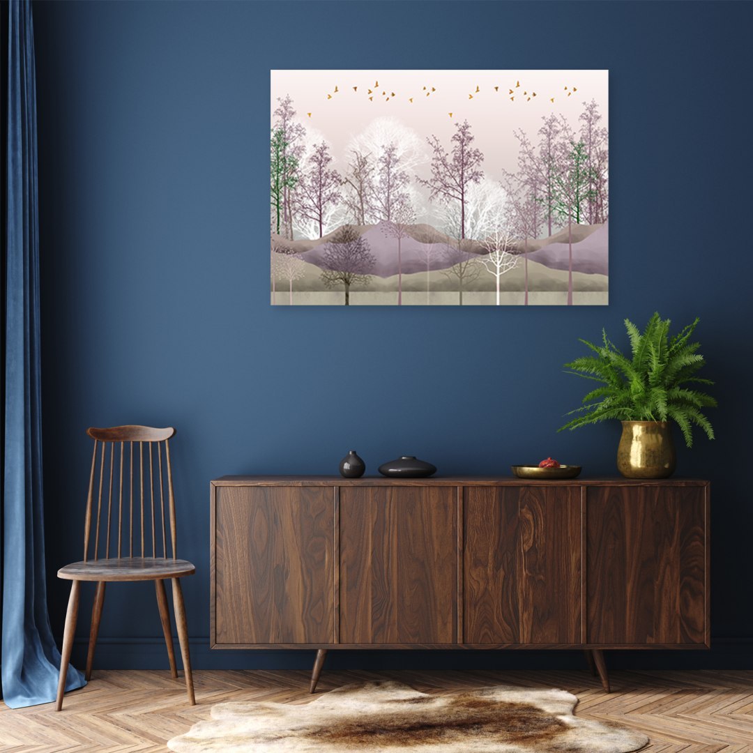 Emaga Obraz na płótnie, Ptaki nad lasem styl boho - 120x80